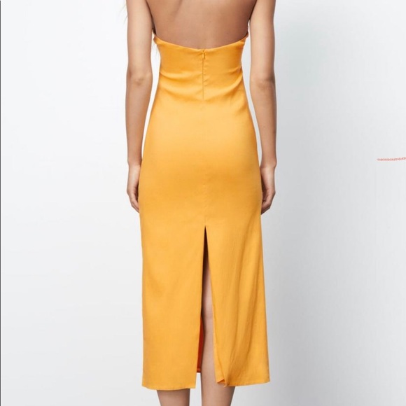ZARA Cut Out Linen Blend Dress - Tangerine - Picture 4 of 5